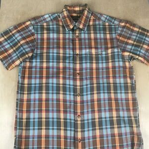 Orvis Madras Plaid Mens Medium Button Up Short Sleeve Shirt